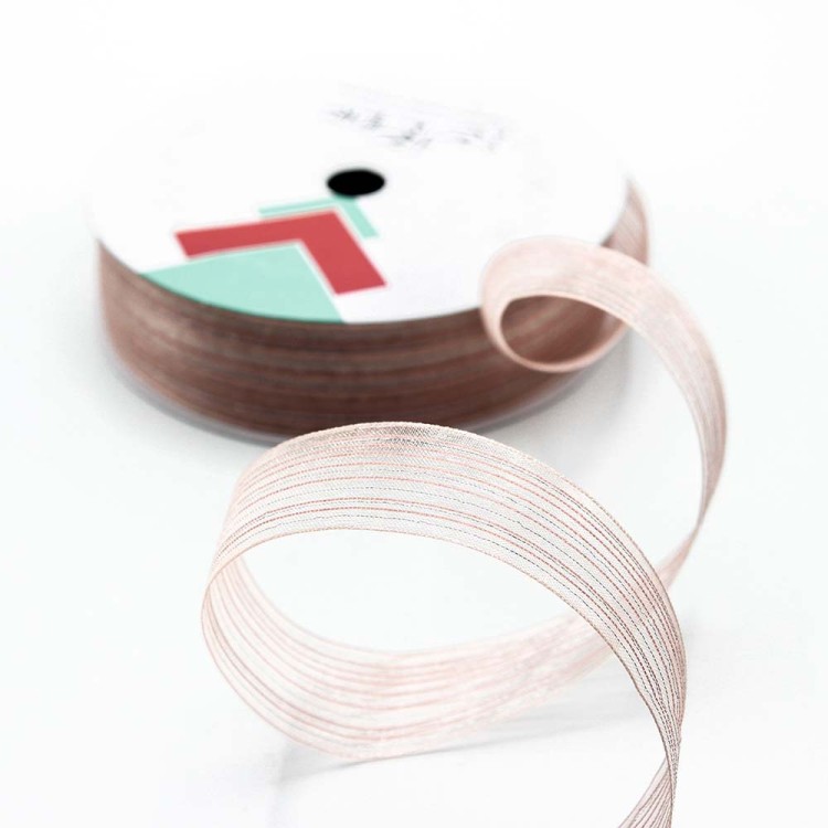 531-25/5 Лента органза в полоску 2,8 см*20 ярд светло-коричневая 1/8 1/192