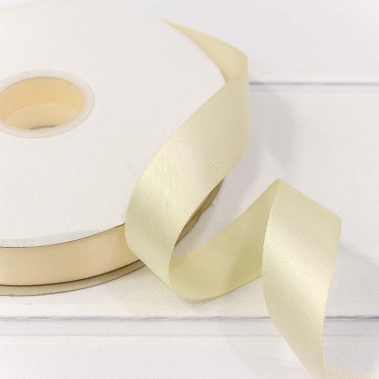 556-25/028 Лента Атласная Полиэстер класс А 2,5см*100ярд Бежевый 1/8 1/32