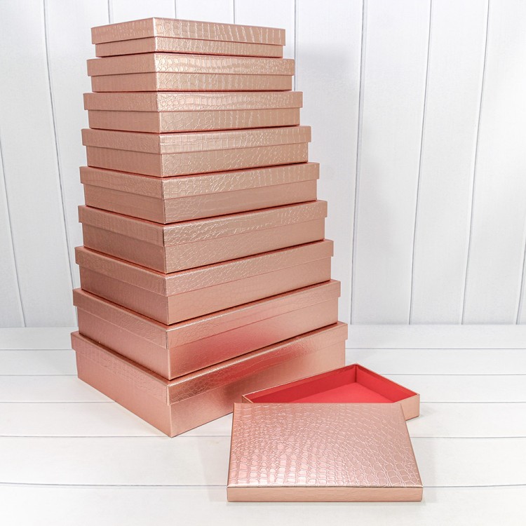 721607/0091 Коробки Прямоугольные Набор 1/10 46*36,5*10 "Кожа крокодила" матовый Бронзовый 1/2