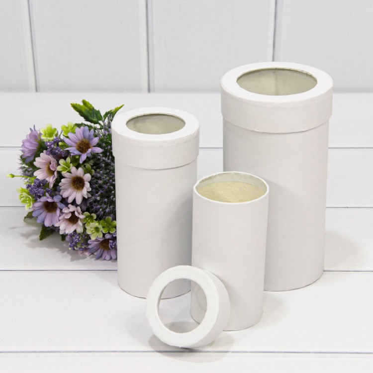 720280/1 Коробки Цилиндр Набор 1/3 9,5*18 с окошком Белый 1/90