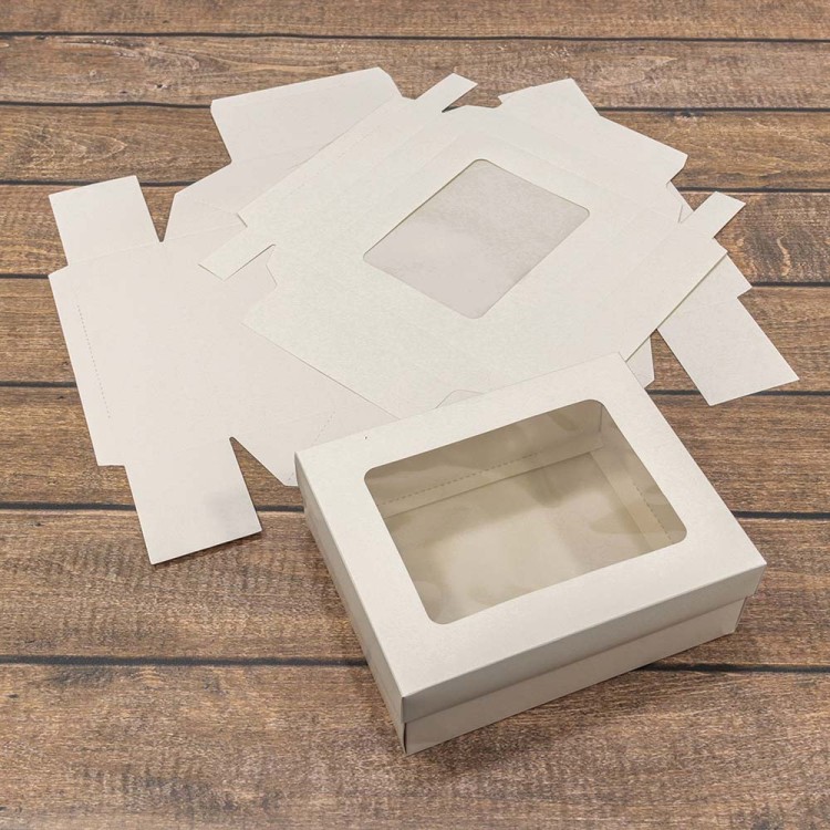 0007445 Коробка Прямоугольная 20*16*7 сборная с окошком Белый 1/20 1/200