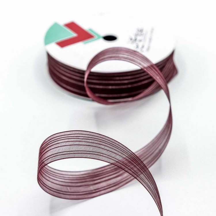 531-25/7 Лента органза в полоску 2,8 см*20 ярд вишневый 1/8 1/192