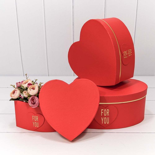 750380/4 Коробки "Сердце" Набор 1/3 27*27*12 "For you" Красный 1/18