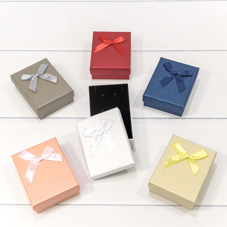 615-7/9 Коробка Прямоугольная 9*7*2,8 с бантиком (микс 3) 1/12 1/480