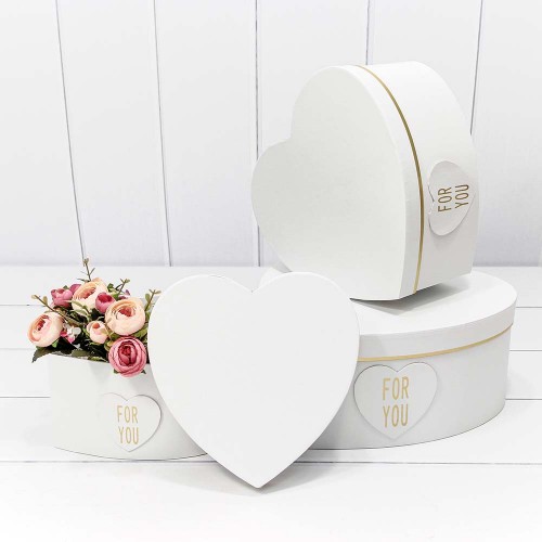 750380/3 Коробки "Сердце" Набор 1/3 27*27*12 "For you" Белый 1/18