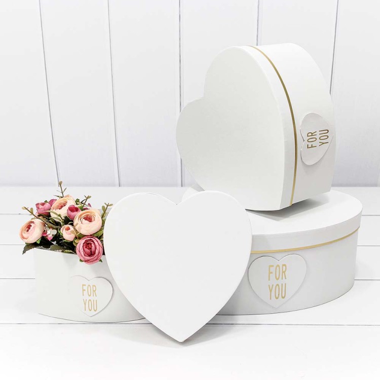 750380/3 Коробки "Сердце" Набор 1/3 27*27*12 "For you" Белый 1/18