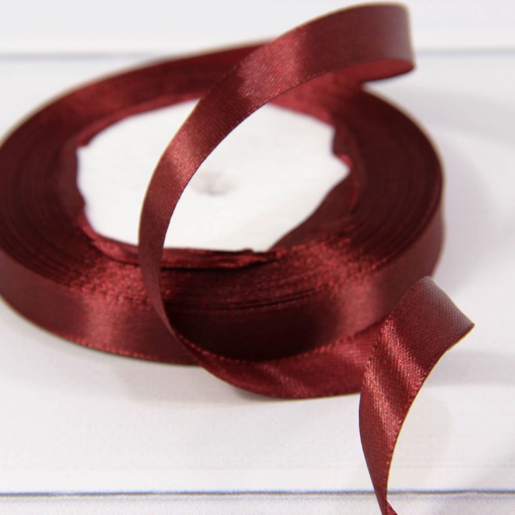 562-12/124 Лента Атласная Сатин 1,2см*25ярд Винный-124 1/10 1/600