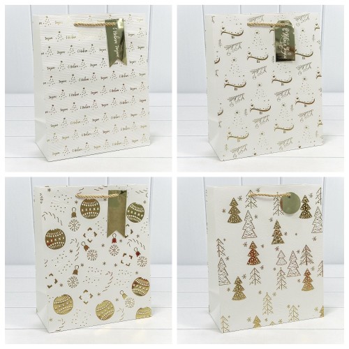 300382C Пакет подарочный "Новый год" с тиснением (микс) 26*32*13 1/20 1/120