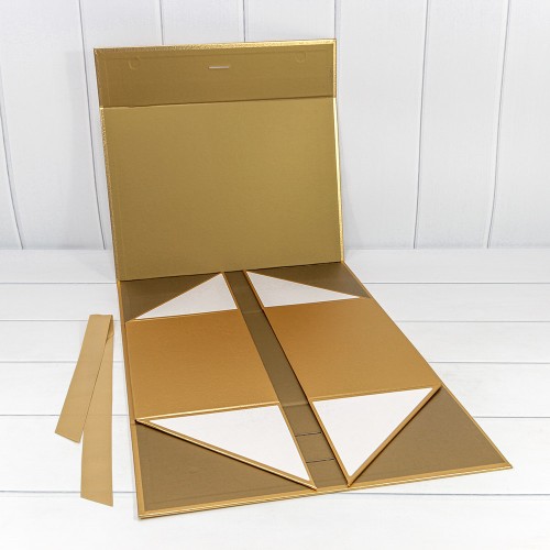 730229/0120 Коробка Прямоугольная 39*28*17,8 складная на магнитах "Люкс" Золотой 1/24