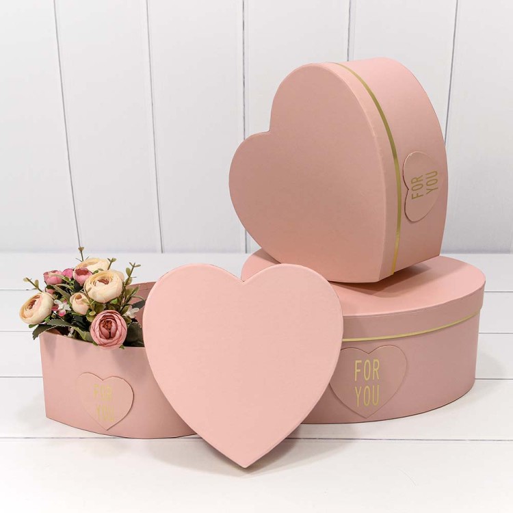750380/2 Коробки "Сердце" Набор 1/3 27*27*12 "For you" Розовый 1/18