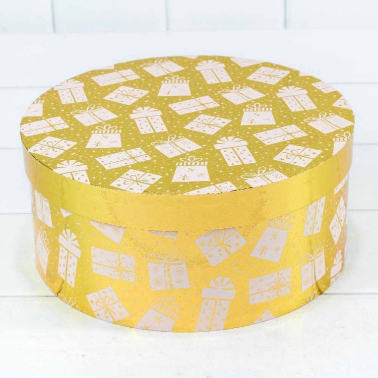 7302245/1635 Набор коробок 1/3 круглый 25,5*11,5 см Подарки золотой 1/12