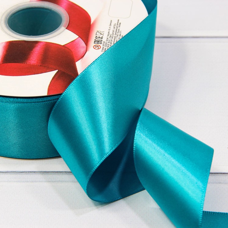 556-50/343 Лента атласная (полиэстер) 5 см*100 ярдов ярко-голубой 1/7 1/28