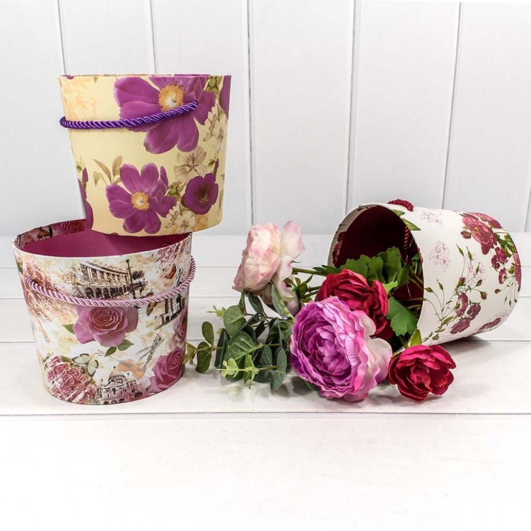 720745/1 Коробка для цветов 14,5*12,5 см Ваза с ручкой Цветы (ассортимент) 1/10 1/120