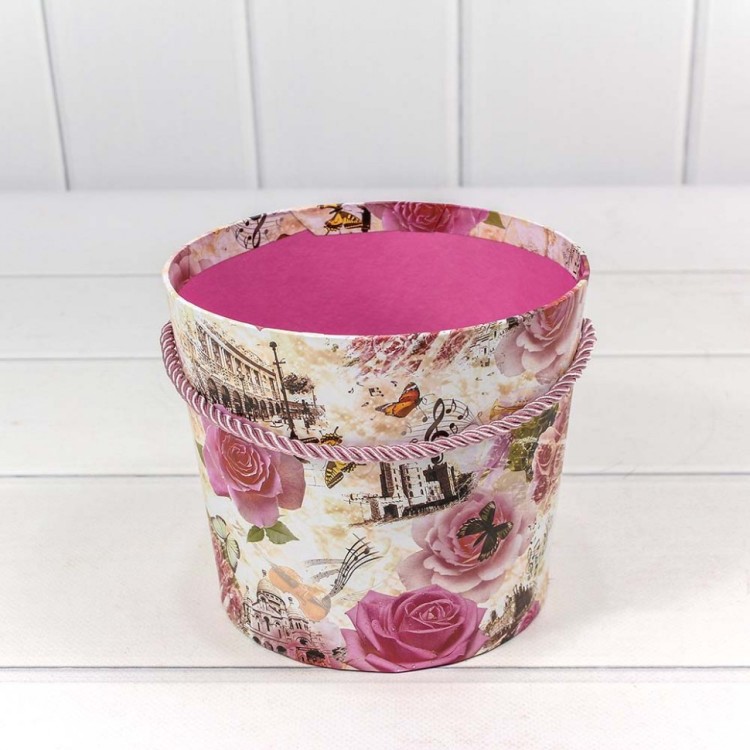 720745/1 Коробка для цветов 14,5*12,5 см Ваза с ручкой Цветы (ассортимент) 1/10 1/120