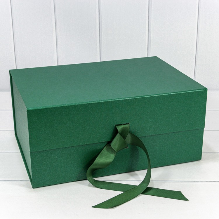 730229/0122 Коробка Прямоугольная 39*28*17,8 складная на магнитах "Люкс" Зелёный 1/24