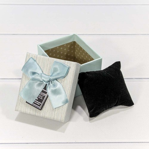 720610/1 Коробка Прямоугольная 9,5*8,5*7 под часы с бантиком Голубой 1/6 1/288