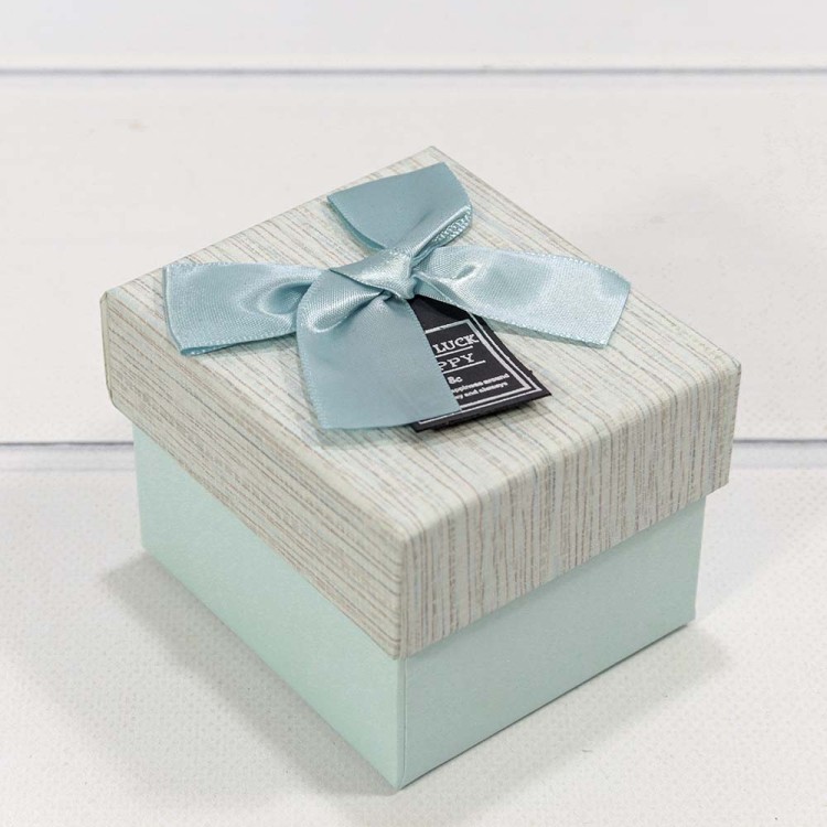 720610/1 Коробка Прямоугольная 9,5*8,5*7 под часы с бантиком Голубой 1/6 1/288