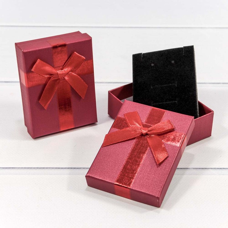 62579/1 Коробка Прямоугольная 9*7*3 с бантом Красный 1/24 1/480