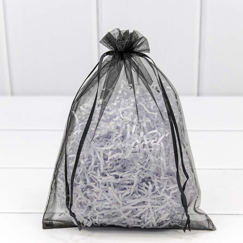 000801-11E Мешочки из органзы 17*23 см однотонные черный 1/100 1/3000  