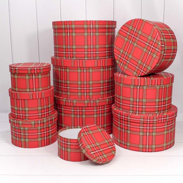 721813/500 Набор коробок 1/10 круглый 35*17,3 см "Красная клетка" 1/4