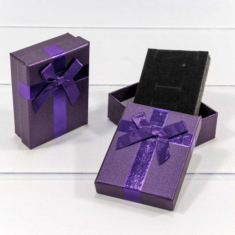 62579/2 Коробка Прямоугольная 9*7*3 с бантом Фиолетовый 1/24 1/480