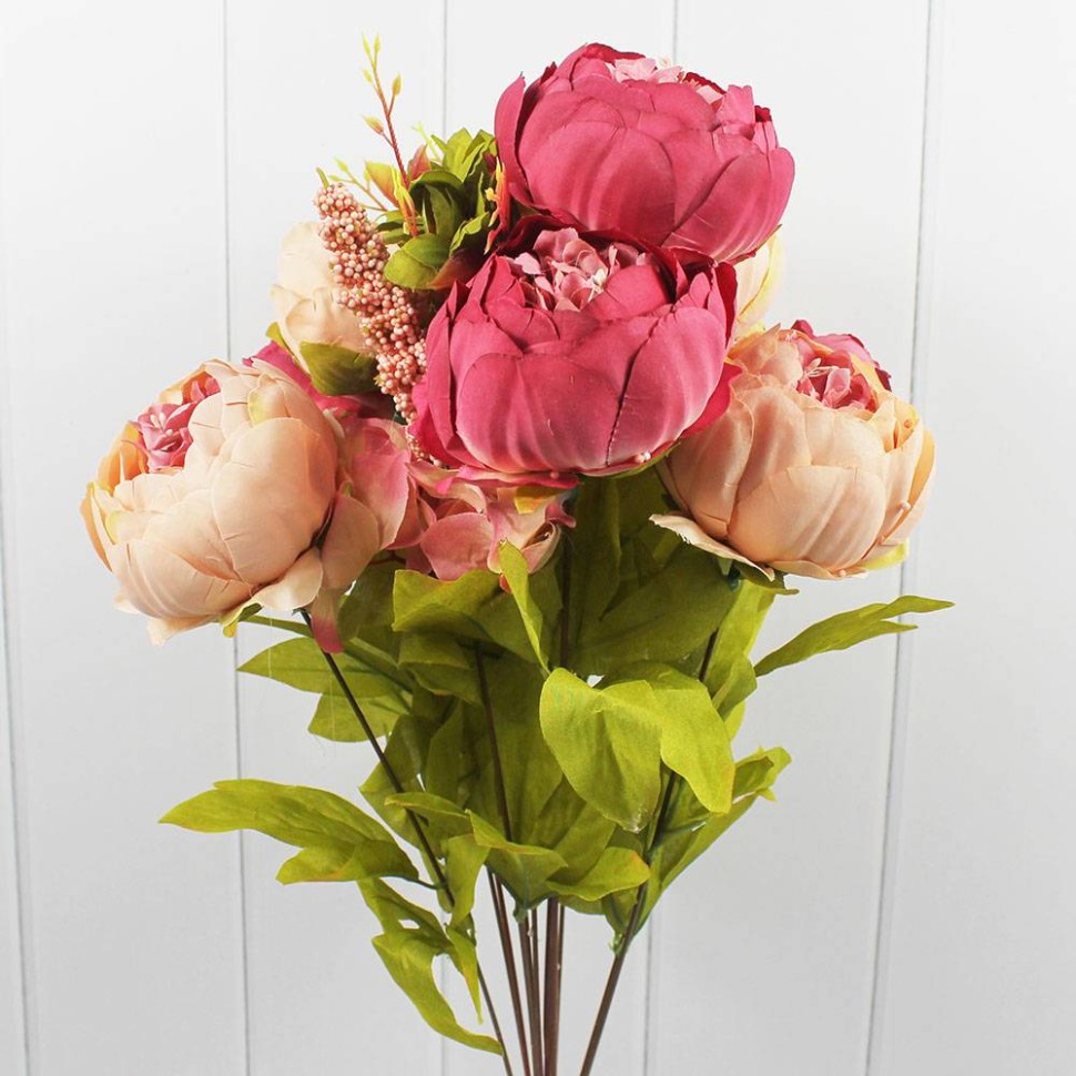 303-06-047/09 Искусственные цветы Пионы (8шт) 49см Красно-розовый 1/1