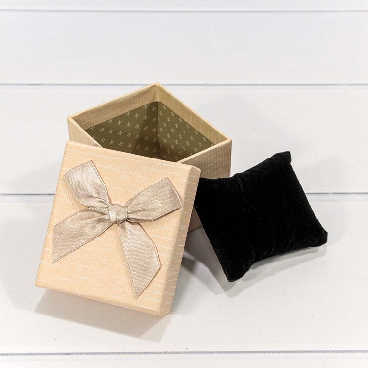 720610/3 Коробка Прямоугольная 9,5*8,5*7 под часы с бантиком Персиковый 1/6 1/288