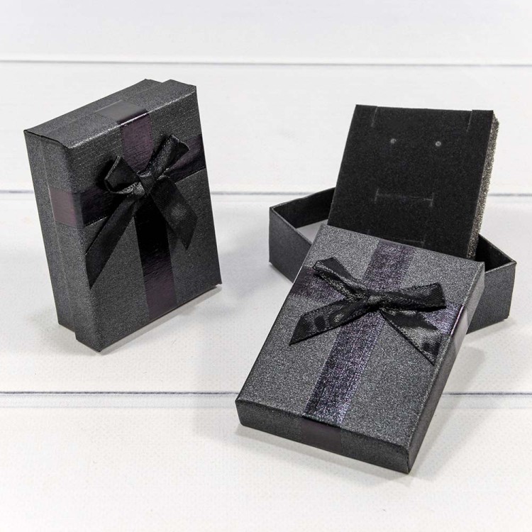 62579/3 Коробка Прямоугольная 9*7*3 с бантом Чёрный 1/24 1/768 