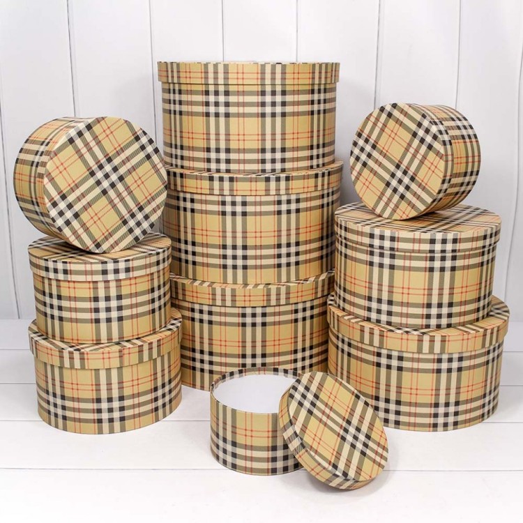 721813/1438 Набор коробок 1/10 круглый 35*17,3 см желтая клетка 1/4