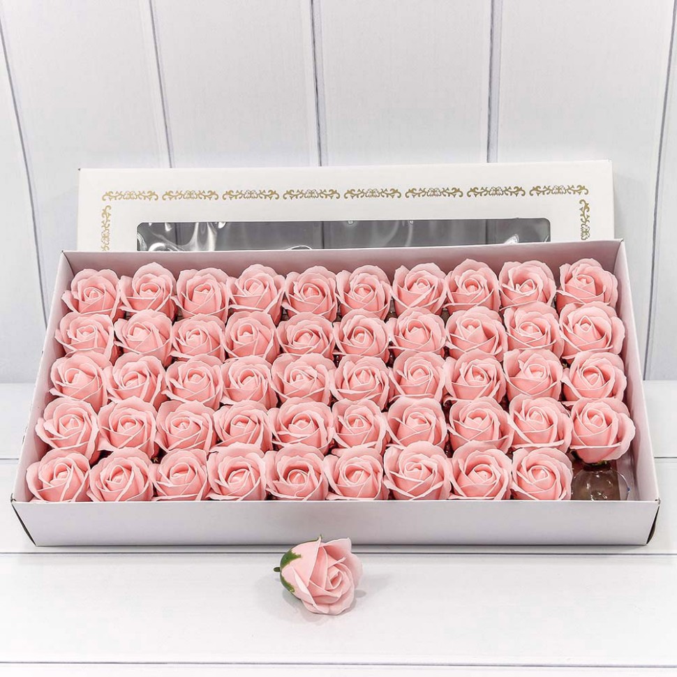 420055/14 Декоративный цветок-мыло "Роза" класс А Умеренный розовый 5,5*4 50шт. 1/20 