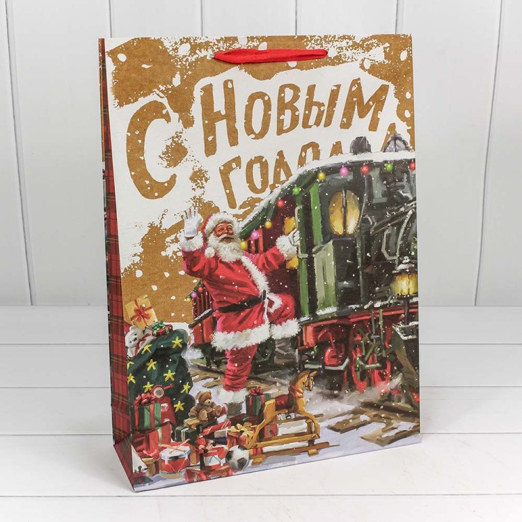 300367A Пакет подарочный Крафт "Новогодний" (микс) 33*45*11 150г 1/20 1/240