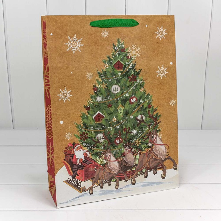 300367A Пакет подарочный Крафт "Новогодний" (микс) 33*45*11 150г 1/20 1/240