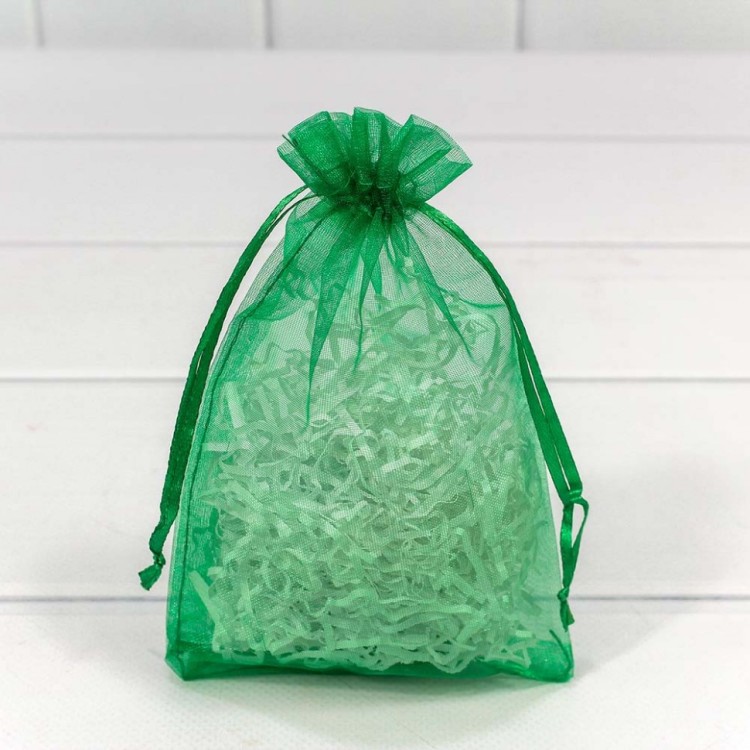 000801-13H Мешочки из органзы 11*16см однотонные зеленый 1/100 1/3000 