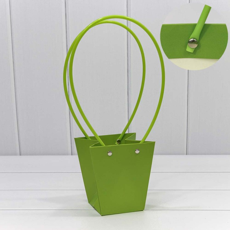 000171H/28 Пакет подарочный "Ваза для цветов" 12,5*12*8 Салатовый 1/10 1/200