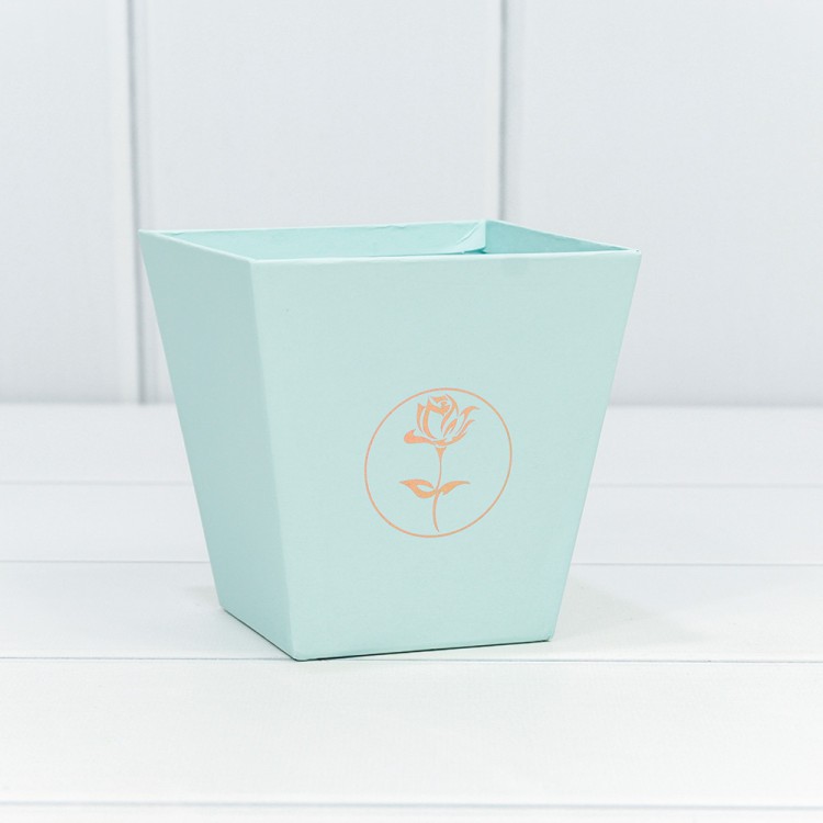 720111/6 Коробка "Ваза для цветов" 10,6*10,7*7,2 с тиснением "Мини" Голубой 1/10 1/120