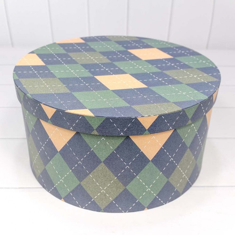 721813/1378 Набор коробок 1/10 круглый 35*17,3 см Синяя клетка 1/4