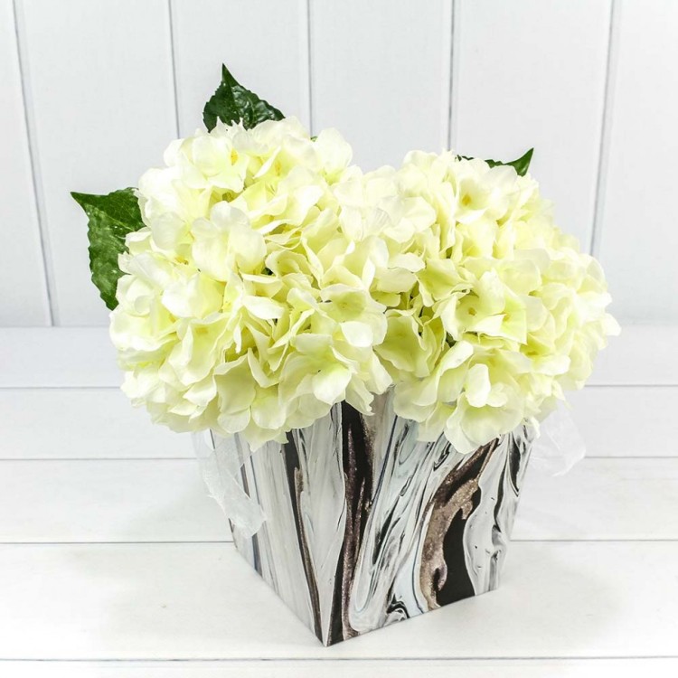 720118/13 Коробка для цветов Ваза с ручками "Flowers" 17*17*18 см дизайнерский 1/8 1/72