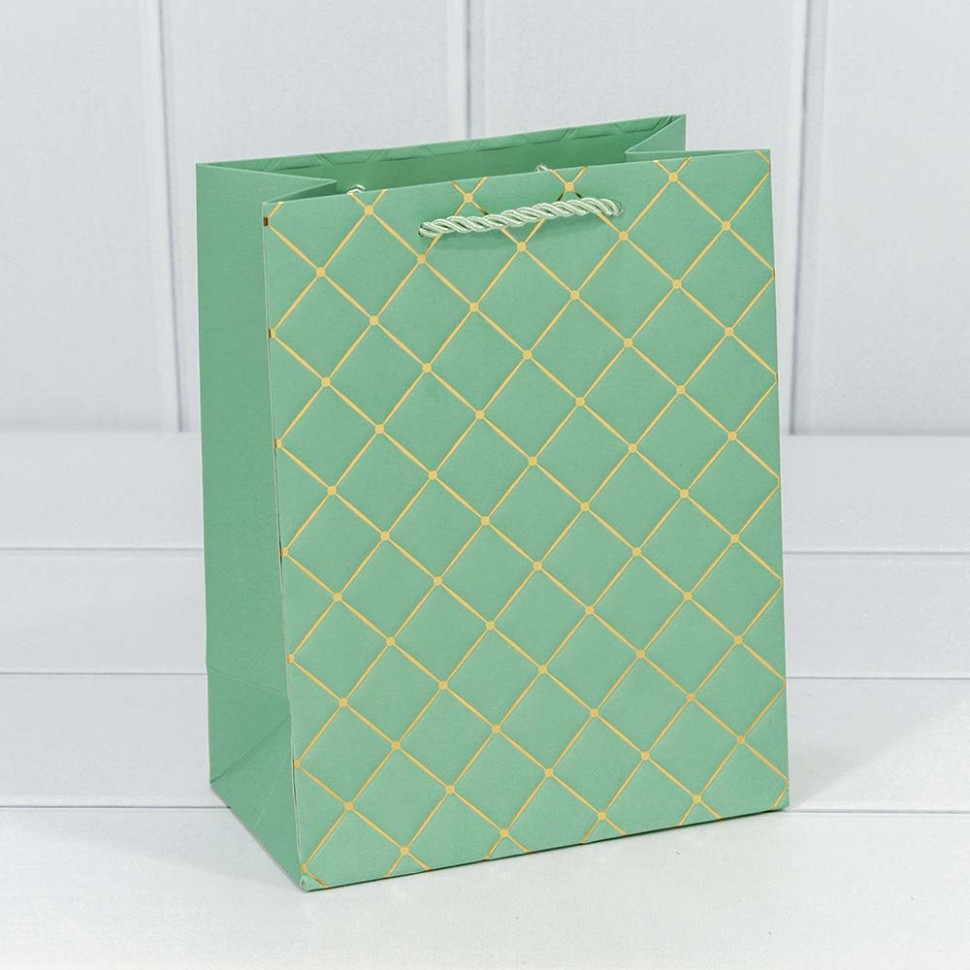 000391E/10 Пакет подарочный "Ромб" Зелёный 18*23*10 210г 1/20 1/360