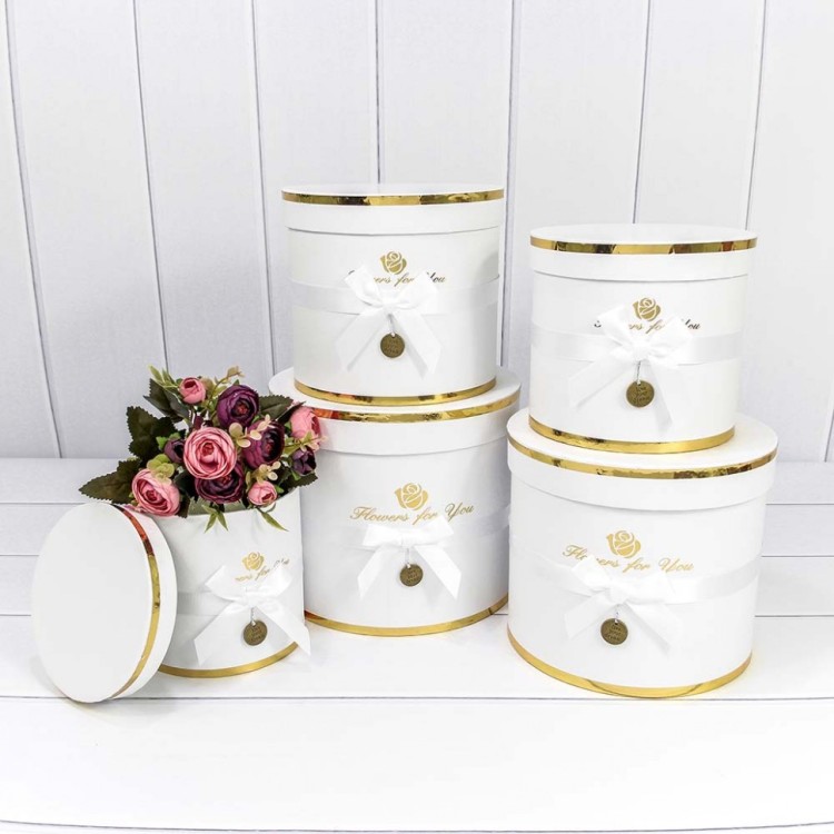 7215009/04170 Коробки Цилиндр Набор 1/5 22,5*19,5 "Flowers for you" Белый 1/8