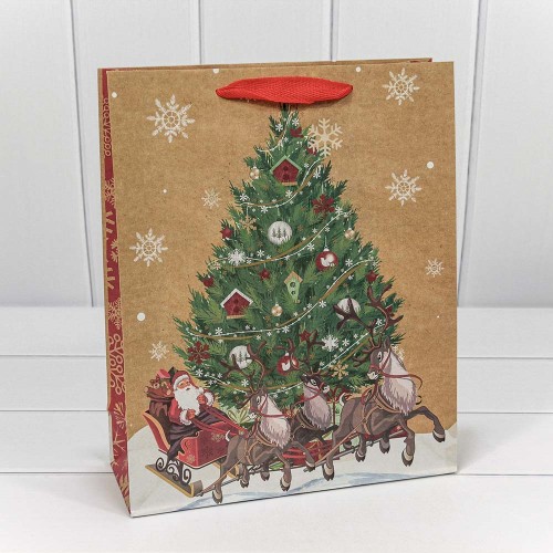 300367C Пакет подарочный крафт "Новогодний" (микс) 26*32*10 см 1/20 1/360