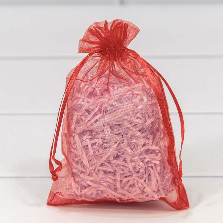 000801-3H Мешочки из органзы 11*16 см однотонные красный 1/100 1/5000