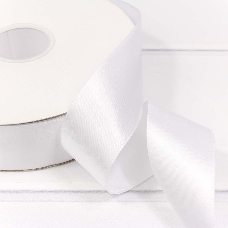 556-38/029 Лента Атласная Полиэстер класс А 3,8см*100ярд Белый 1/9 1/36