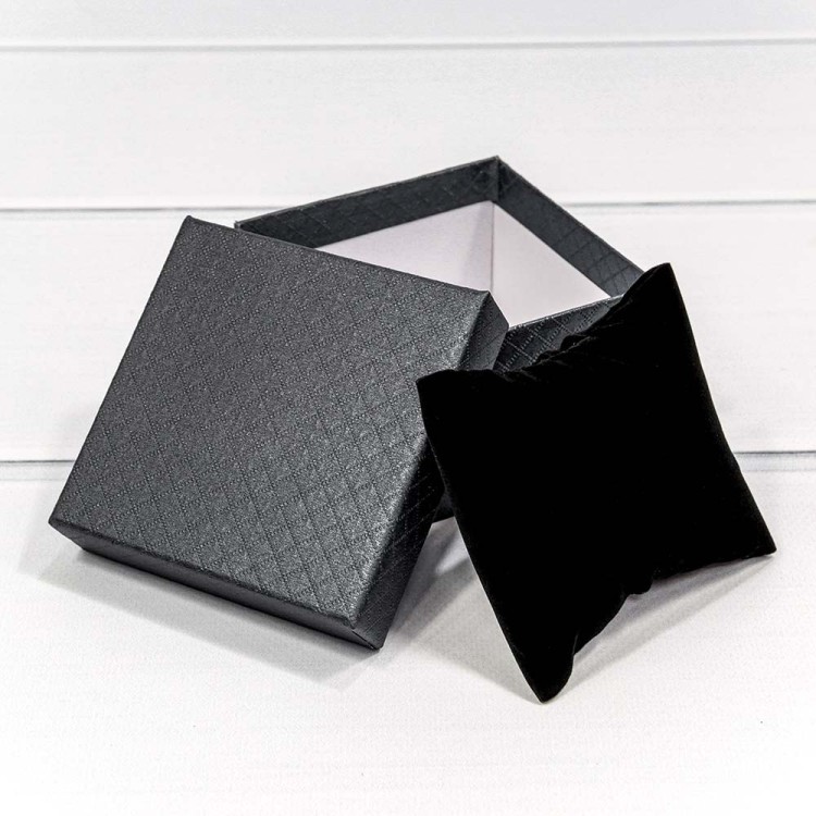 61299/7 Коробка Квадратная 9*9*5,5 под часы "Ромбики" Чёрный 1/12 1/240