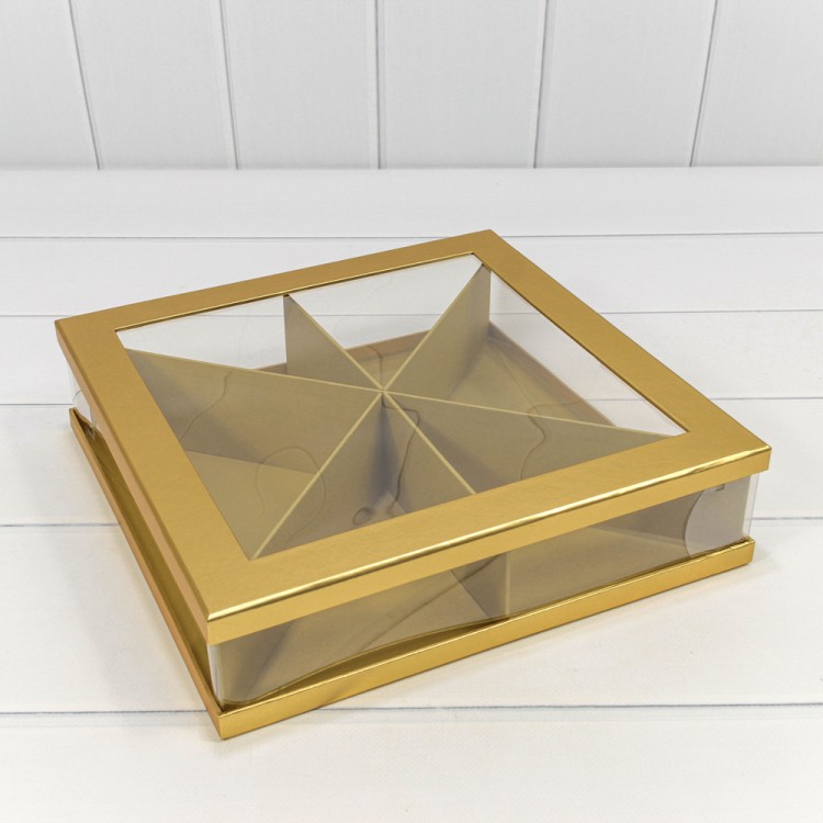 720905/1 Коробка Квадратная 30*30*7 сборная Золотой 1/14