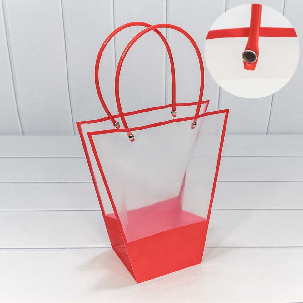 000175K/3 Пакет пластиковый "Ваза для цветов" 24*26*11 Красный 1/10 1/200