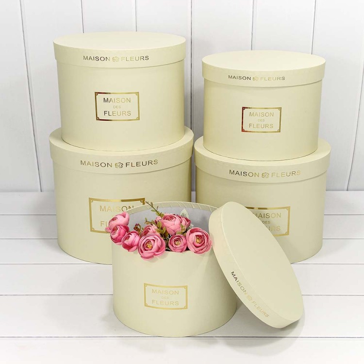 7215006/1900 Коробки Круглые Набор 1/5 32*24,5 "Maison des Fleurs" Бежевый 1/4