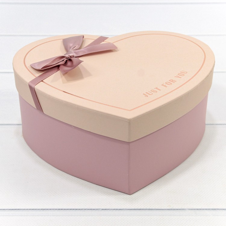 720621/3 Коробки "Сердце" Набор 1/3 22,2*19,5*9 с бантом "Just For You" Пудровый 1/12