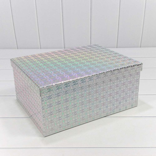 730604/1626 Коробки Прямоугольные Набор 1/10 34*26*15,3 "Голография" Серебряный 1/6