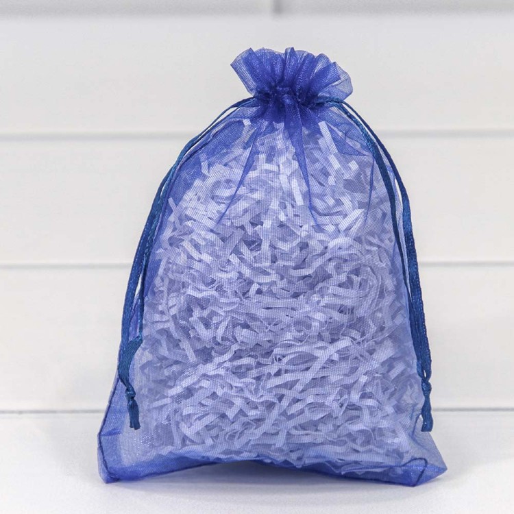 000801-2H Мешочки из органзы 11*16 см однотонные синий 1/100 1/5000