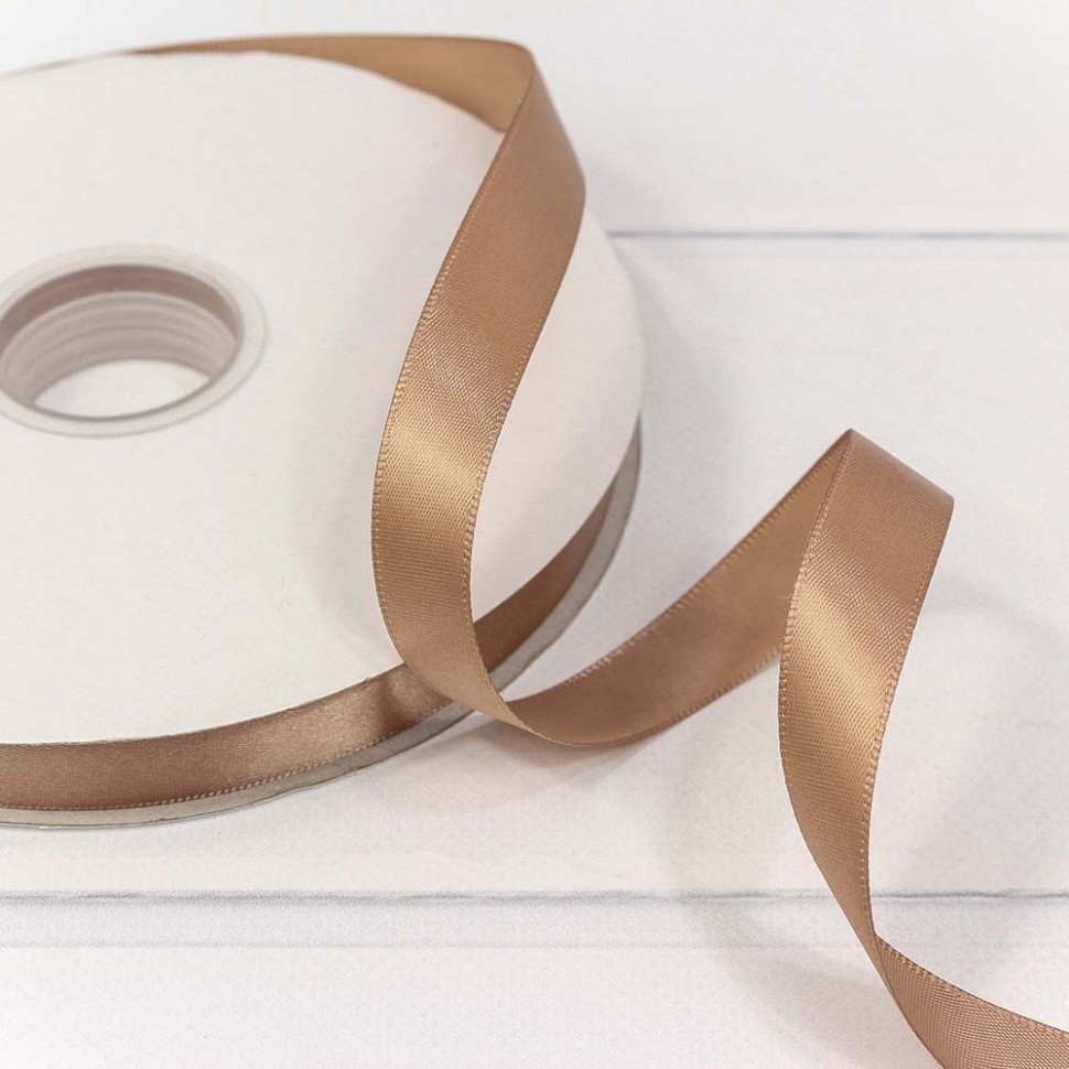 556-15/835 Лента Атласная Полиэстер класс А 1,5см*100ярд Коричнево-бежевый 1/18 1/72
